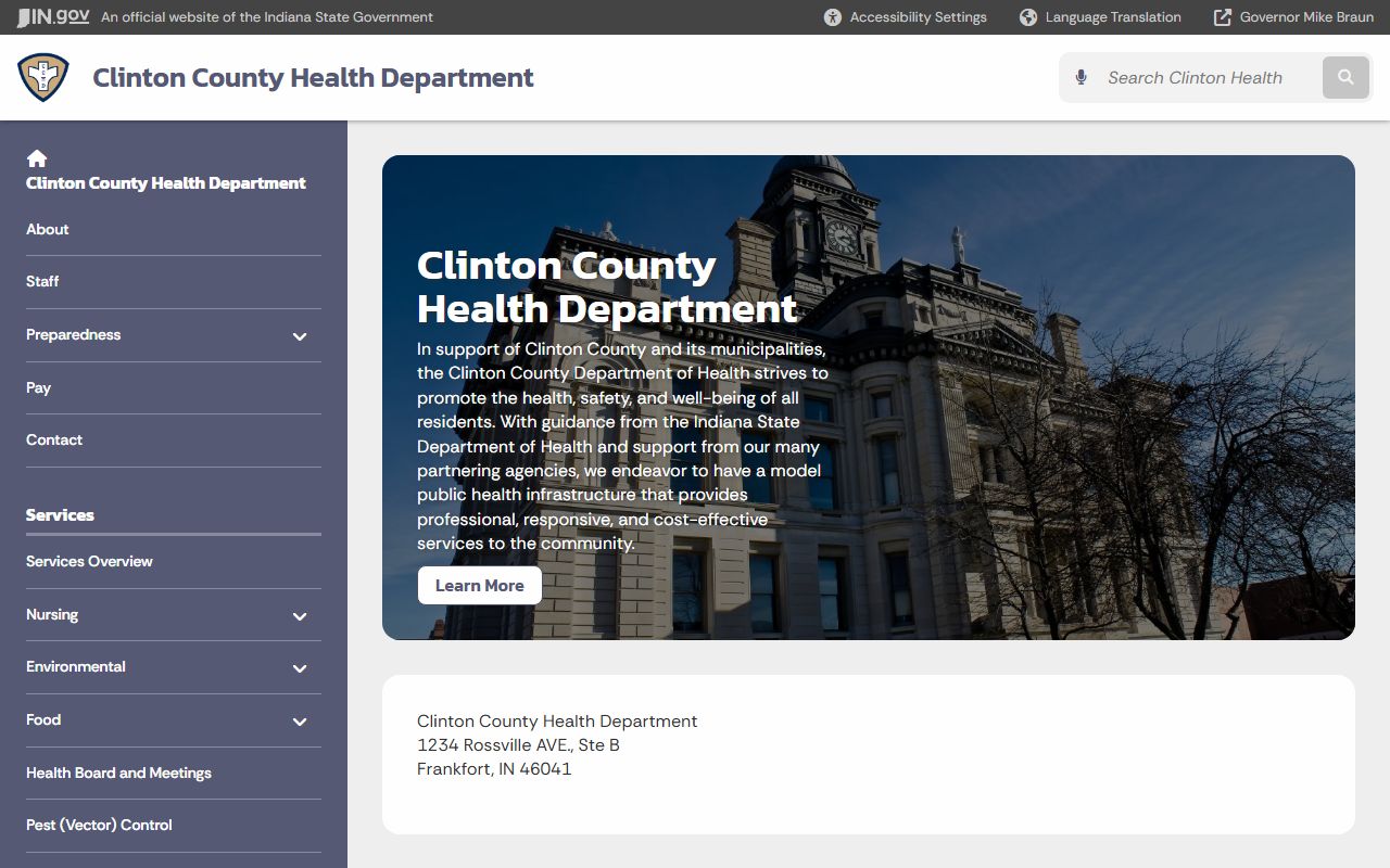 Clinton County Health Department website for Clinton County death index records
