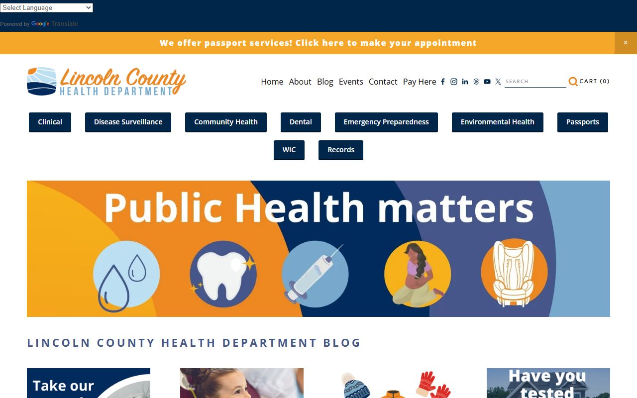 Lincoln County Health Department website for Lincoln County death index records