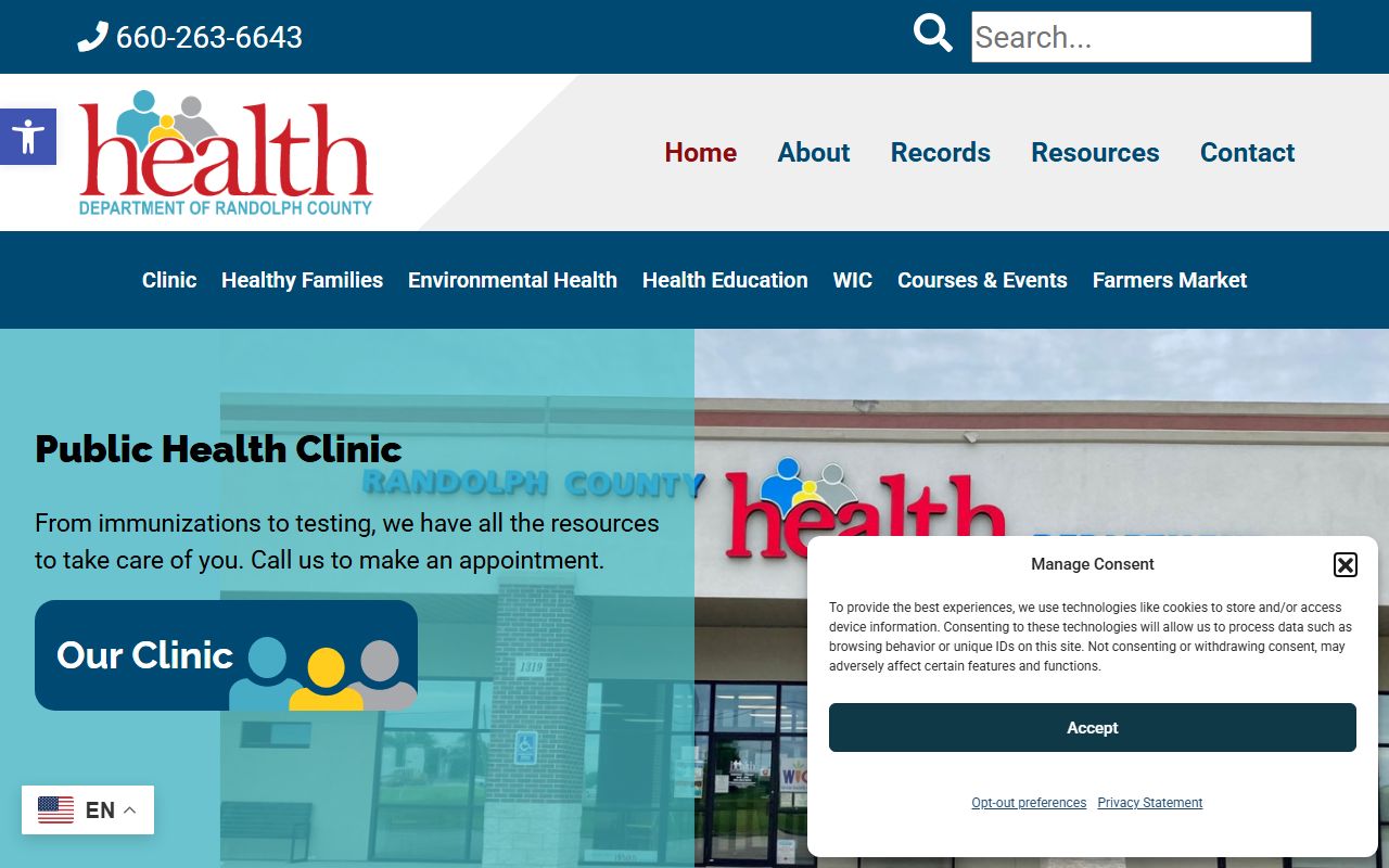 Randolph County Health Department website for death index records